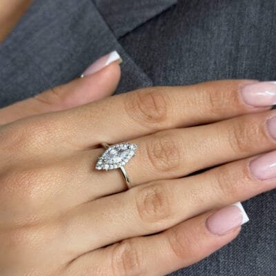 Silver ring 925° Mono with large cubic zirconia