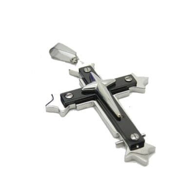 Item Stainless Steel Cross with silver figure