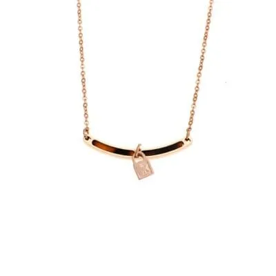 Κολιέ Stainless Steel με λουκέτο σε Rose Gold χρώμα