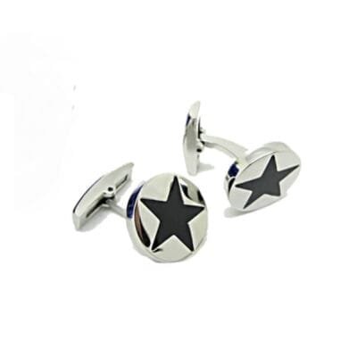 Cufflinks Stainless Steel with Black Star
