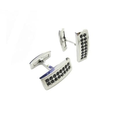 Stainless Steel Cufflinks With Black Stones