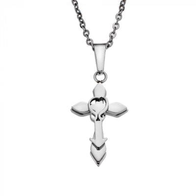 Κολιέ Stainless Steel Σταυρός ασημί