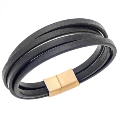 Stainless Steel Bracelet Leather Triple Leather Plain