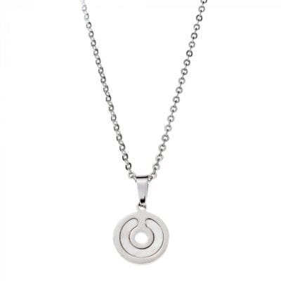 Κολιέ Stainless Steel με κύκλο και strass