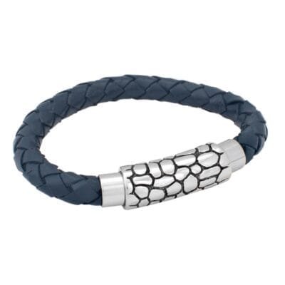 Stainless Steel Bracelet Leather knitted with stone pattern