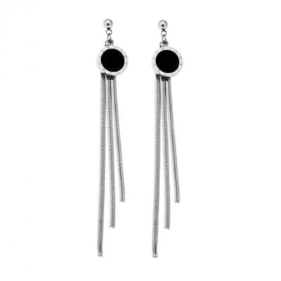 Σκουλαρίκια Stainless Steel κρεμαστά με πέτρα