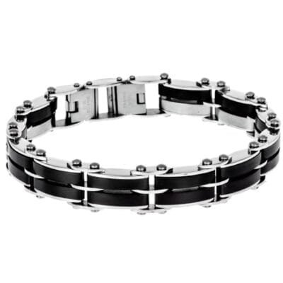 Stainless Steel Bracelet Double Face Chain Silver and Black