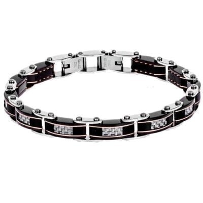 Stainless Steel Bracelet Double Face Chain Black and Silver