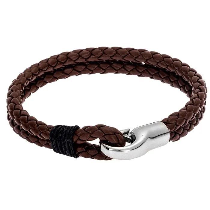 Men's Steel Leather Strap Bracelet