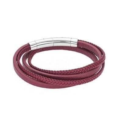 Stainless Steel Bracelet Leather triple plain