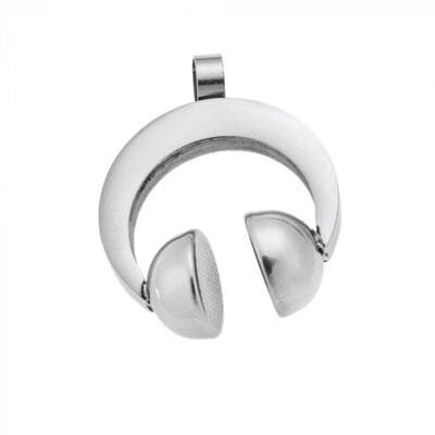 Stainless Steel watch with silver earphones