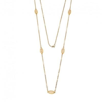 Steel Chain Necklace with embossed oval stone 5