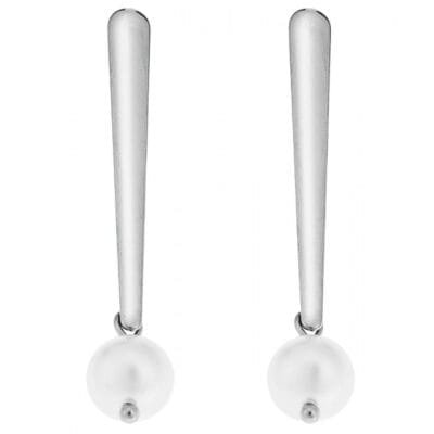 Σκουλαρίκια  Stainless Steel μακριά κρεμαστά με περλίτσα