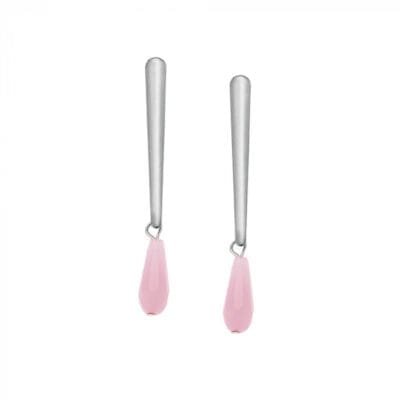 Σκουλαρίκια Stainless Steel μακριά κρεμαστά με οβάλ πέτρα