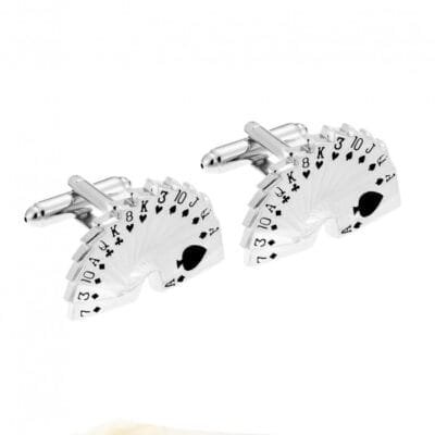 Silver Brass cufflinks with deck of cards