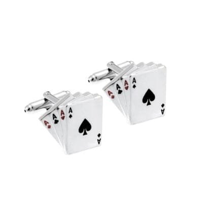 Silver Brass cufflinks with decks of cards