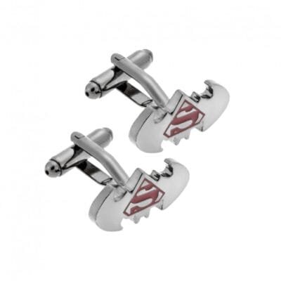 Silver Brass cufflinks with superhero