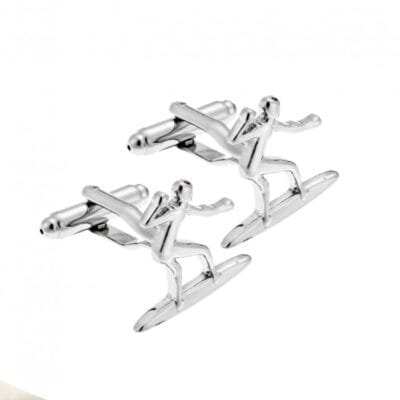 Silver Brass cufflinks with skis