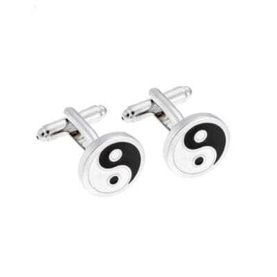 Silver Brass cufflinks with yin and yang