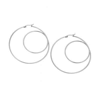 Σκουλαρίκια Stainless Steel κρίκοι με διπλό κύκλο