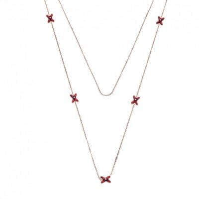 Steel Necklace with many small X's in Rose Gold Color