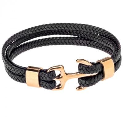Bracelet Men's Steel Brown Leather Strap