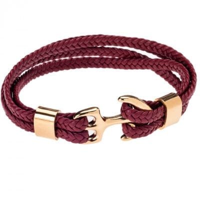 Stainless Steel leather bracelet with anchor lock