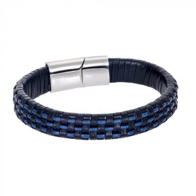 Men's Steel Leather Strap Bracelet