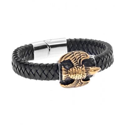 Stainless Steel Bracelet Leather with Design