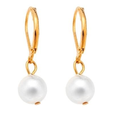 Σκουλαρίκια Stainless Steel κρεμαστά με πέρλα