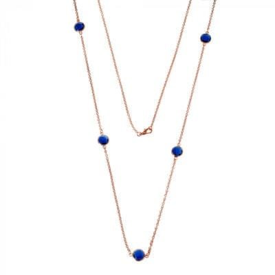 Steel Chain Necklace with Round Small Stone