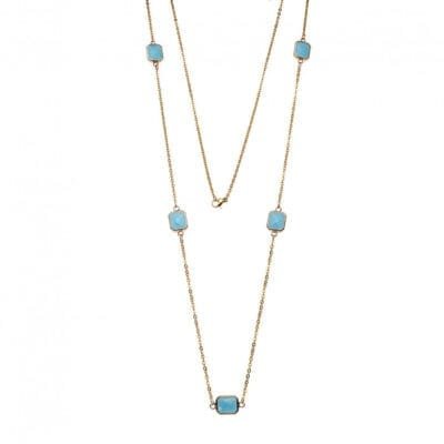 Steel Chain Necklace with square stone