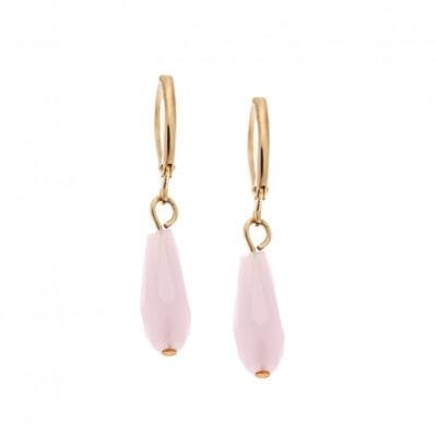 Σκουλαρίκια Stainless Steel κρεμαστά με οβάλ πέτρα