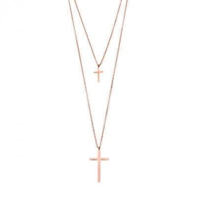 Stainless Steel double necklace with crosses