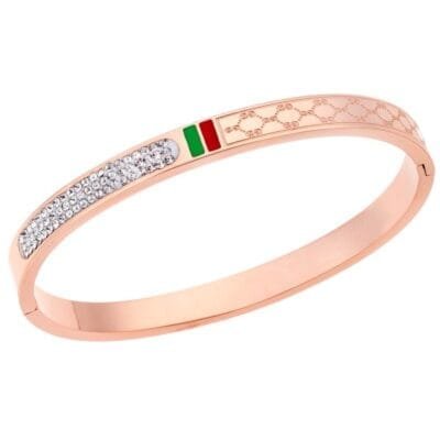 Stainless Steel Bracelet Handcuff with rhinestones