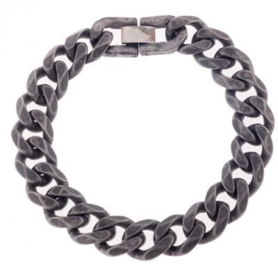 Bracelet Stainless Steel Chain knitted thick in black color