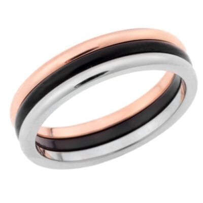 Δαχτυλίδι Stainless Steel Με μαύρο και ασημί band