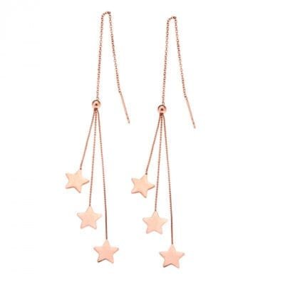 Σκουλαρίκια Stainless Steel κρεμαστά με τριπλά αστεράκια