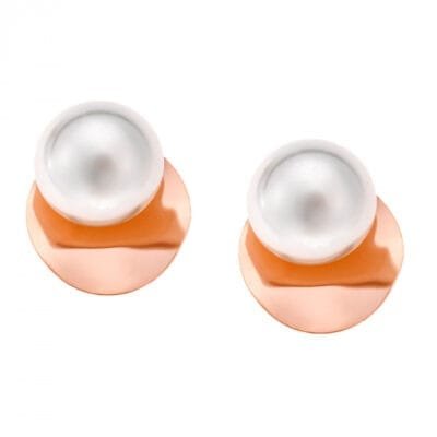 Σκουλαρίκια Stainless Steel κρεμαστά με περλίτσα και χρώμα