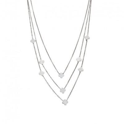 Stainless Steel triple chain necklace with crosses
