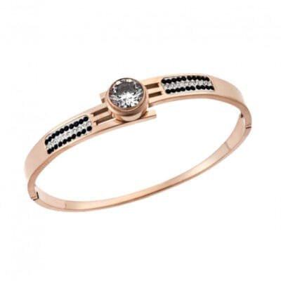 Stainless Steel Bracelet Stone Perforated Cuff