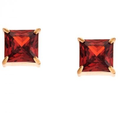 Σκουλαρίκια Stainless Steel καρφωτά με κόκκινη πετρα