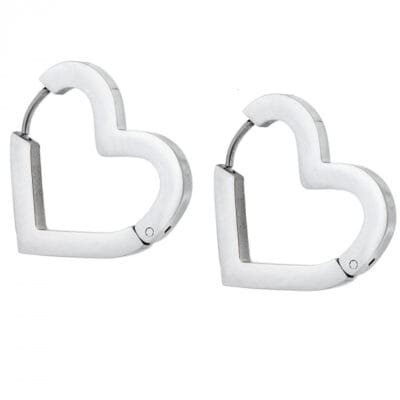 Σκουλαρίκια Stainless Steel κρίκοι σε σχήμα καρδούλας