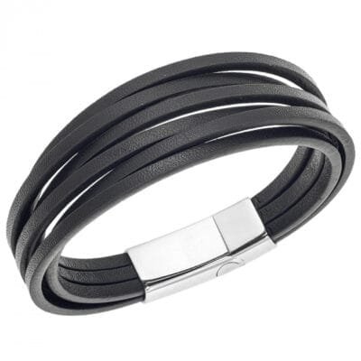 Stainless Steel Bracelet Leather with many folds