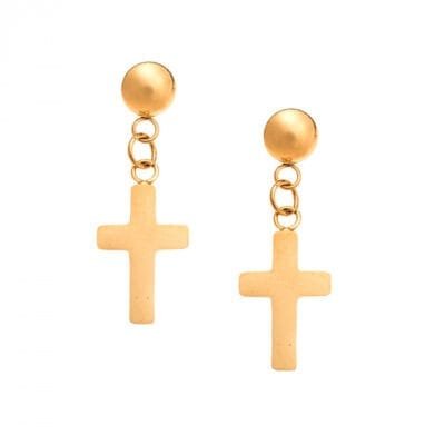 Σκουλαρίκια Stainless Steel κρεμαστά με σταυρό