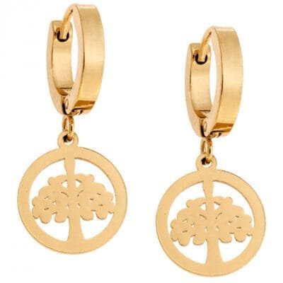 Σκουλαρίκια Stainless Steel κρεμαστά με δέντρο της ζωής