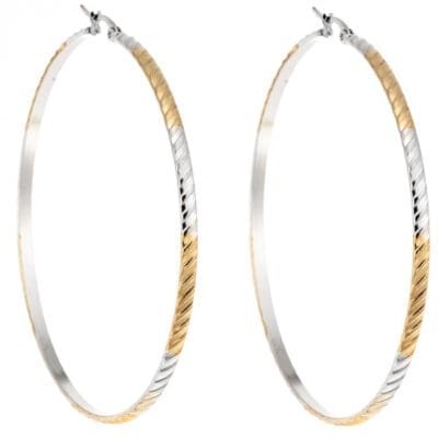 Σκουλαρίκια Stainless Steel μεγάλοι κρίκοι δίχρωμοι