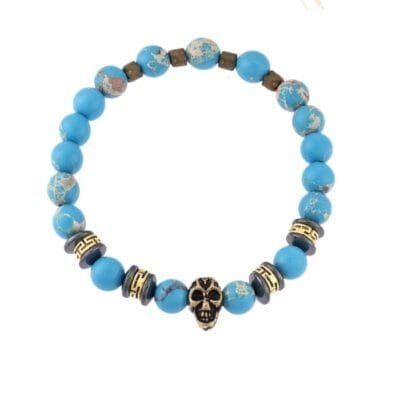 Βραχιόλι Λάστιχο με πέτρες από Οψιανό  και Νεκροκεφαλή