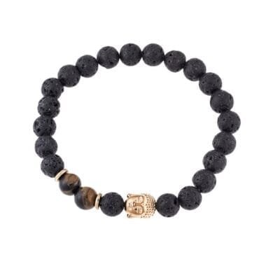 Βραχιόλι Λάστιχο με πέτρες απόΛάβα Και Μάτι της Τίγρης