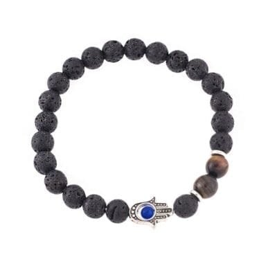 Βραχιόλι Λάστιχο με πέτρες απόΛάβα και Καφέ Μάτι της Τίγρης